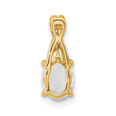 14K Oval White Topaz and Diamond Pendant