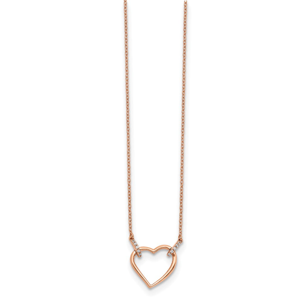 14k Rose Gold 1/20 carat Diamond Heart 18 inch Necklace