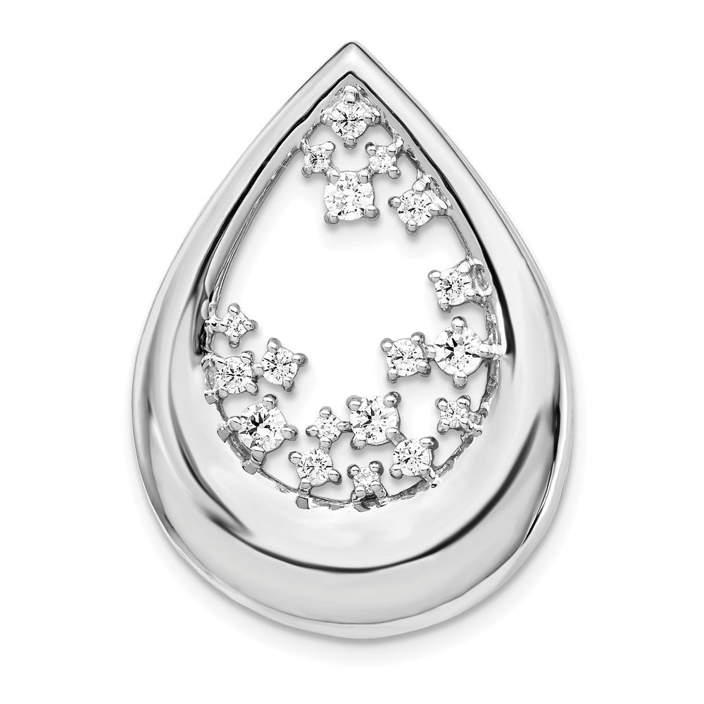 14k White Gold Polished 1/2 carat Diamond Fancy Teardrop Chain Slide