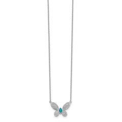 14k White Gold Diamond and Turquoise Butterfly Necklace