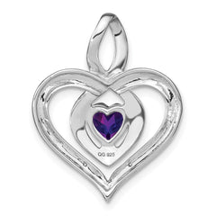 Sterling Silver Rhodium-plated Amethyst and Diamond Pendant - 2