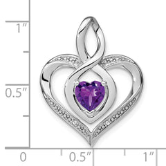 Sterling Silver Rhodium-plated Amethyst and Diamond Pendant - 2
