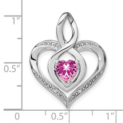 Sterling Silver Rhod-plated Created Pink Sapphire/Diamond Pendant - 3