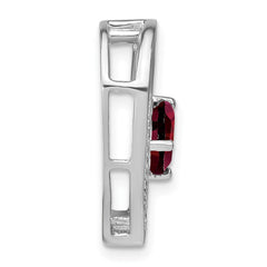 Sterling Silver Rhodium-plated Garnet and Diamond Pendant - 4