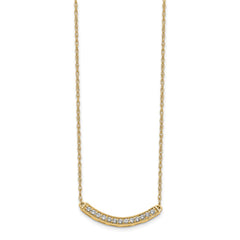 14k Polished 1/6 carat Diamond Curved Bar 18 inch Necklace