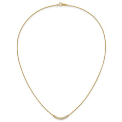 14k Polished 1/6 carat Diamond Curved Bar 18 inch Necklace