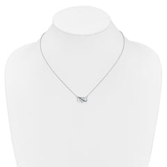 14k White Gold 1/10 carat Blue and White Diamond Heart Infinity 17 inch Necklace