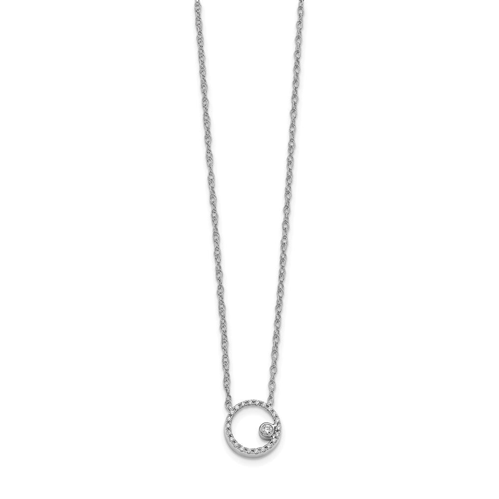 14k White Gold Diamond Open Circle 18 inch Necklace