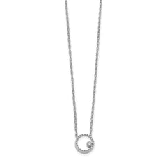 14k White Gold Diamond Open Circle 18 inch Necklace