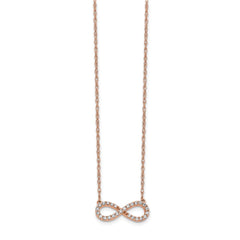 14k Rose Gold Polished Diamond Infinity Symbol 18 inch Necklace