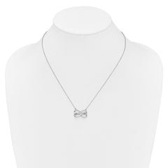 14k White Gold Diamond Double Infinity Symbol 18 inch Necklace