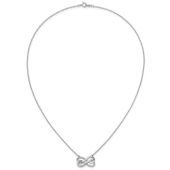 14k White Gold Diamond Double Infinity Symbol 18 inch Necklace