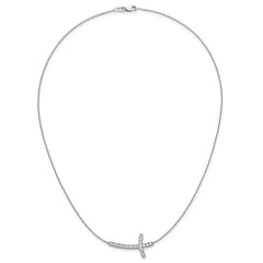14k White Gold 1/2 carat Diamond Sideways Cross 18 inch Necklace
