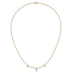 14k Polished 1/20 carat Diamond Cross 18 inch Necklace