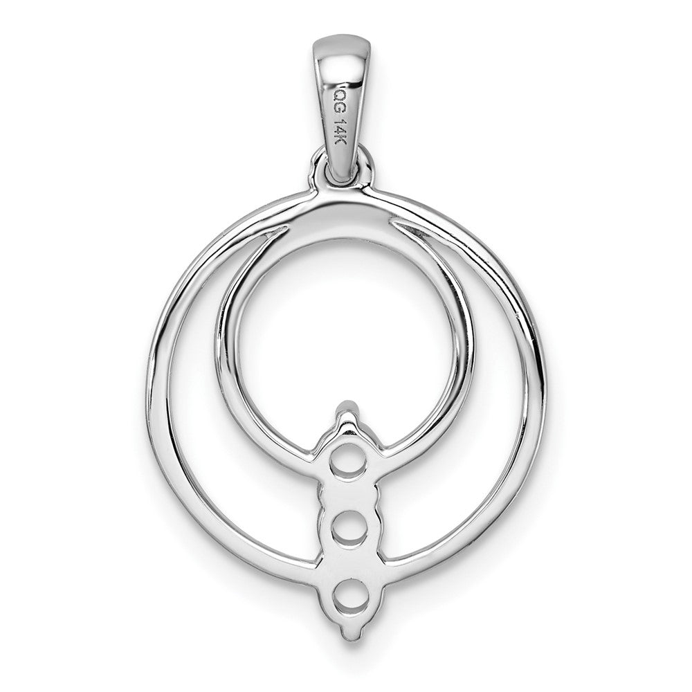 14k White Gold 2.7mm Three Stone Circle Pendant Mounting