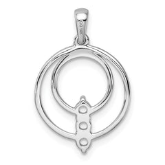 14k White Gold 2.7mm Three Stone Circle Pendant Mounting