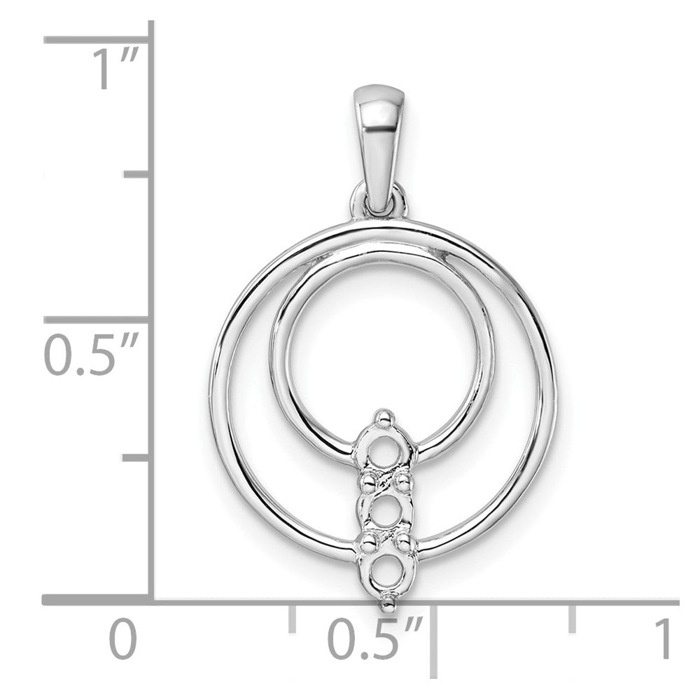 14k White Gold 2.7mm Three Stone Circle Pendant Mounting