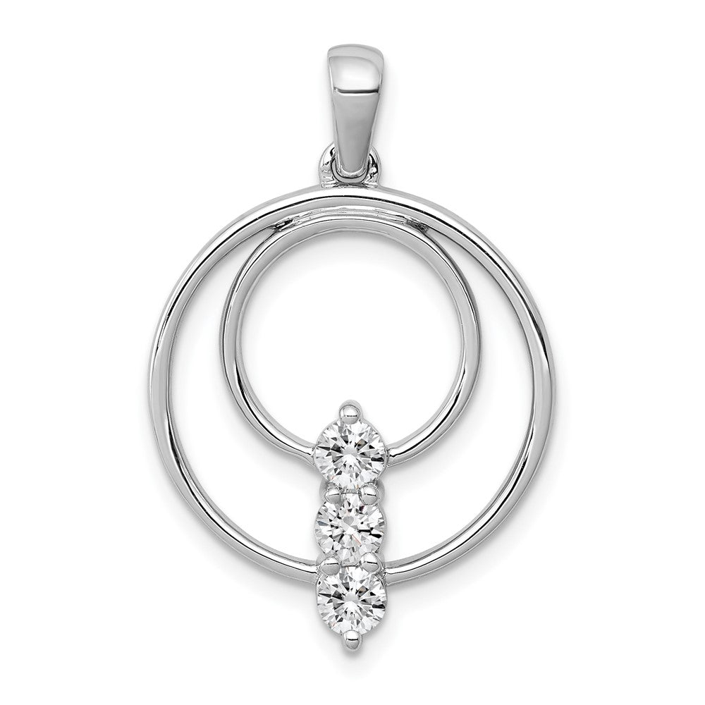 14k White Gold Complete 3/8 carat Diamond Three-Stone Circle Pendant
