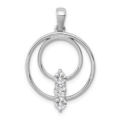14k White Gold Complete 3/8 carat Diamond Three-Stone Circle Pendant