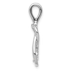 14k White Gold 1/6ct. Diamond Square Knot Slide Pendant