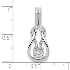 14k White Gold 1/6ct. Diamond Square Knot Slide Pendant