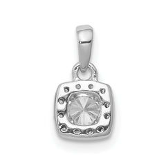 14k White Gold 1/3 carat Diamond Square Halo Cluster Pendant - 2