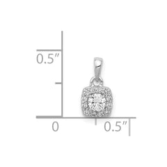 14k White Gold 1/3 carat Diamond Square Halo Cluster Pendant - 2