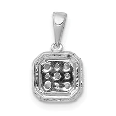 14k White Gold 1/4 carat Diamond Square Halo Cluster Pendant - 2