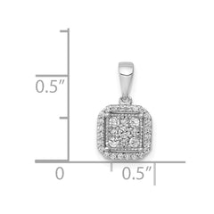14k White Gold 1/4 carat Diamond Square Halo Cluster Pendant - 2