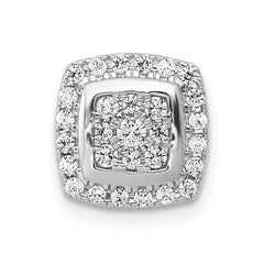 14k White Gold 1/3 carat Diamond Square Halo Cluster Chain Slide