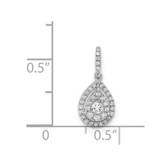 14k White Gold 1/4 carat Diamond Halo Teardrop Pendant - 2