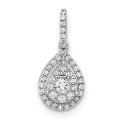 14k White Gold 1/4 carat Diamond Halo Teardrop Pendant - 2