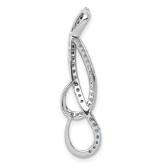 14k White Gold 1/4 carat Blue and White Diamond Fancy Chain Slide