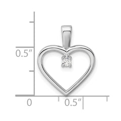 14k White Gold AA .05ct. Diamond Heart Pendant