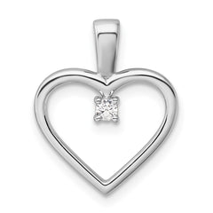 14k White Gold AA .05ct. Diamond Heart Pendant
