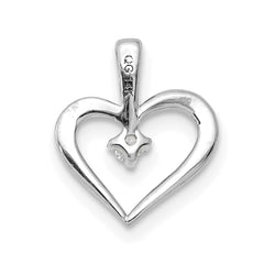 14k White Gold AA .02ct. Diamond Heart Pendant