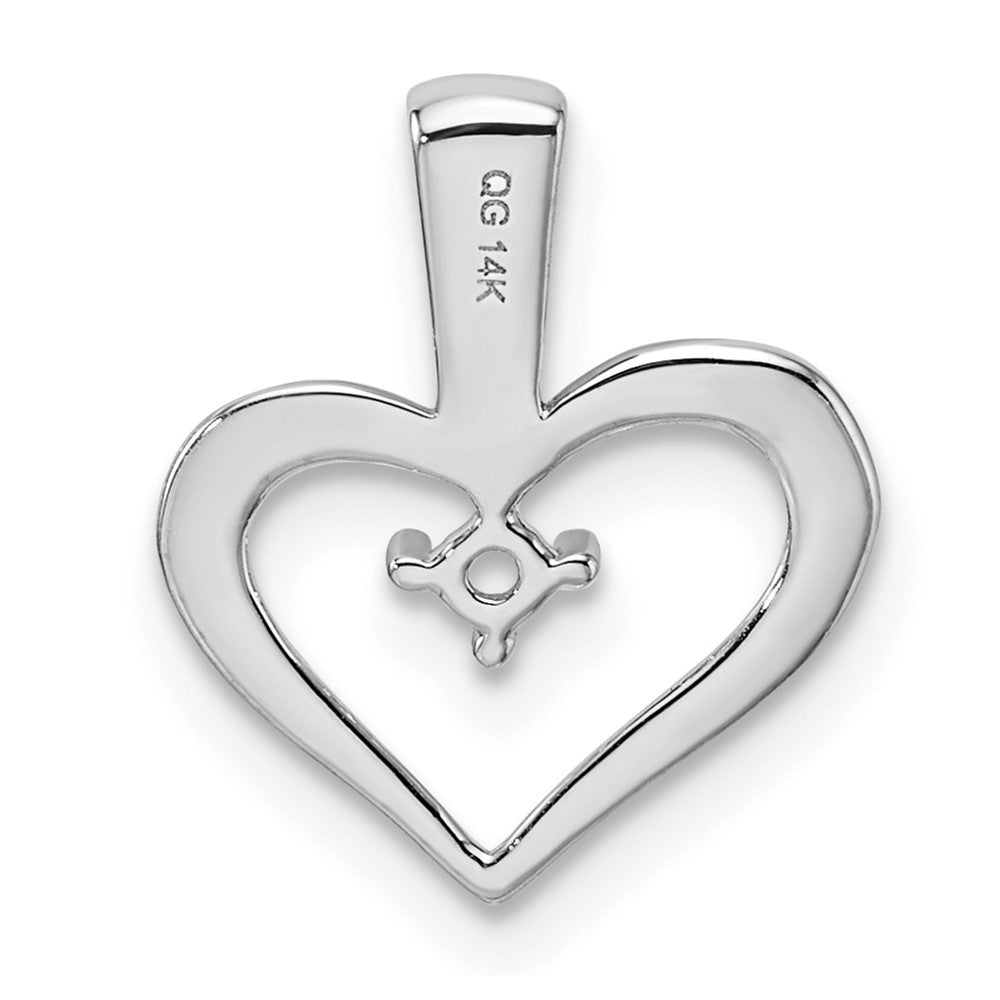 14k White Gold Heart Pendant .05ct. Mounting