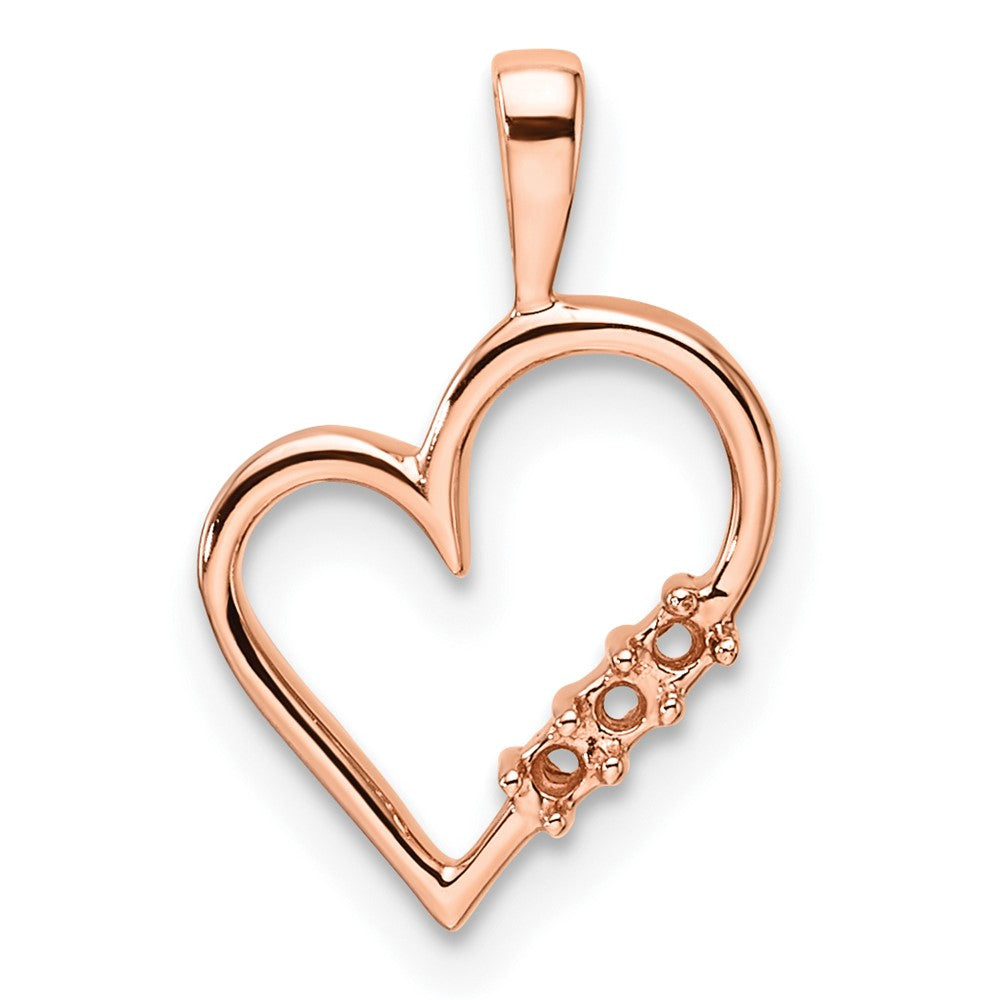 14k Rose Gold Heart Pendant Mounting - 2