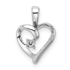 14k White Gold Heart Pendant Mounting