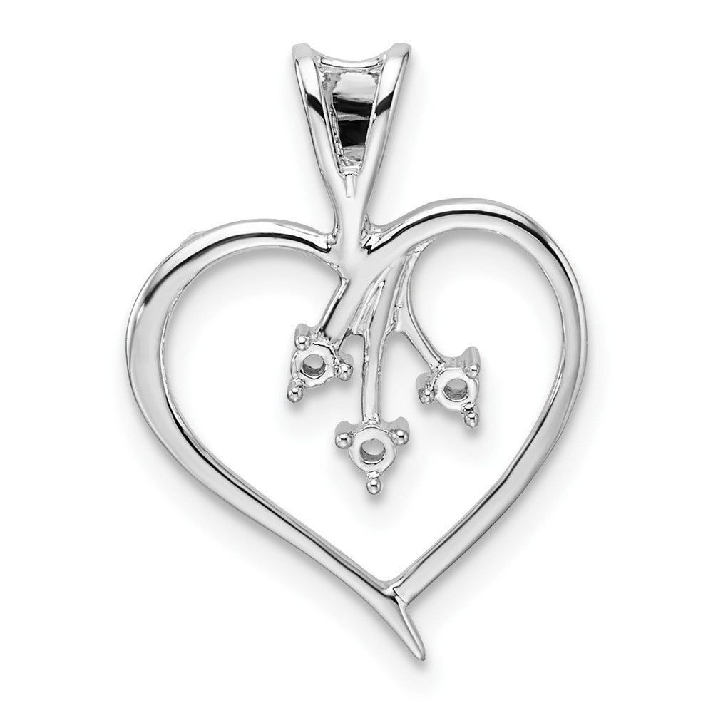 14k White Gold Heart Pendant Mounting - 10