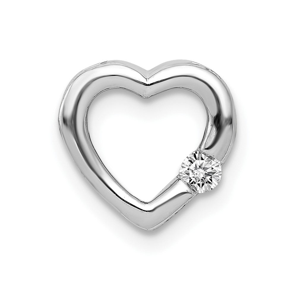14k White Gold 1/20ct. Diamond Heart Chain Slide - 2