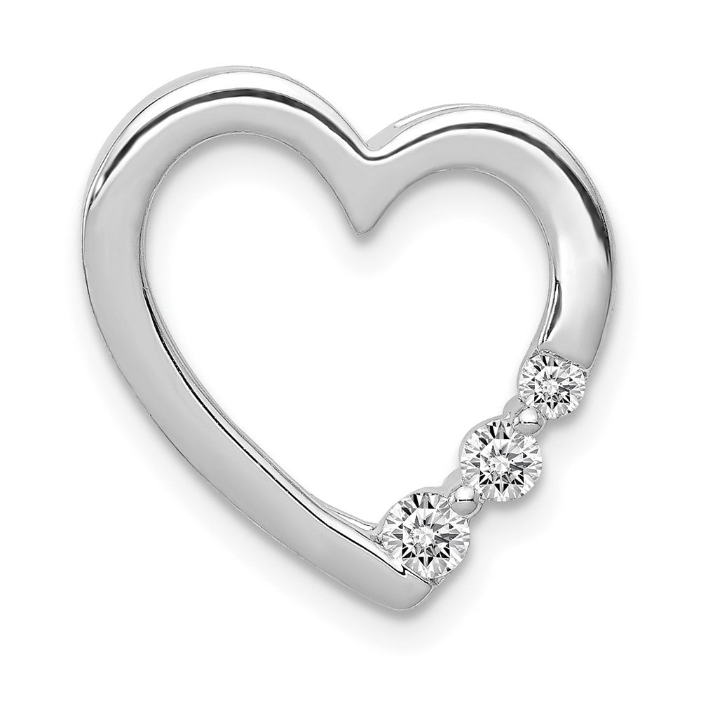 14k White Gold 1/6ct. Diamond Heart Chain Slide - 2
