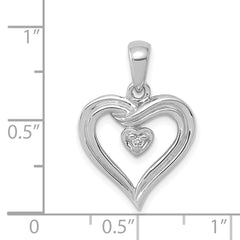 14k White Gold AA Diamond Heart Pendant