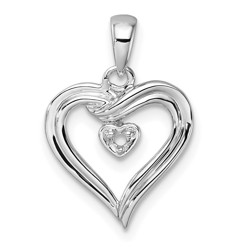 14k White Gold Heart Pendant Mounting - 7