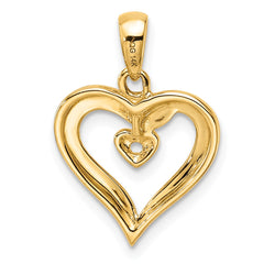 14k Heart Pendant Mounting - 10