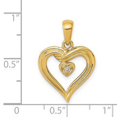 14k AA Diamond Heart Pendant