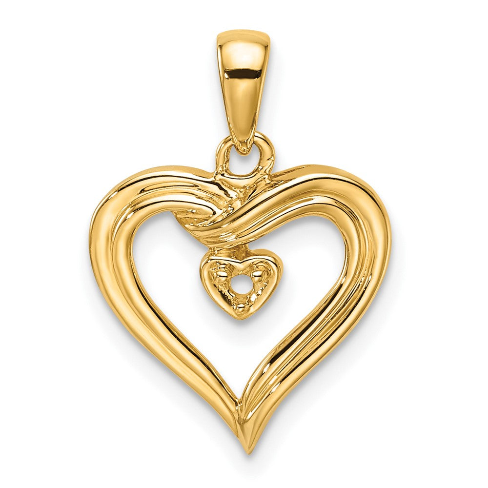 14k Heart Pendant Mounting - 10