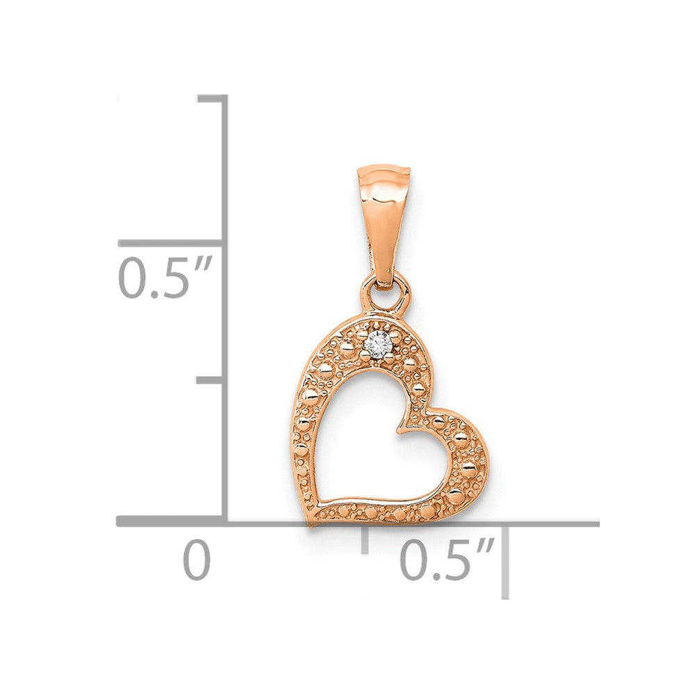 14k Rose Gold .01ct. Diamond Heart Pendant