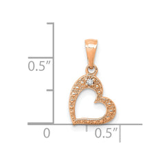 14k Rose Gold .01ct. Diamond Heart Pendant