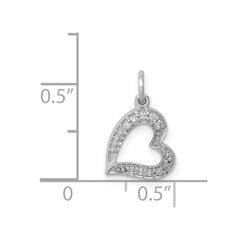 14k White Gold 1/20ct. Diamond Curved Heart Charm